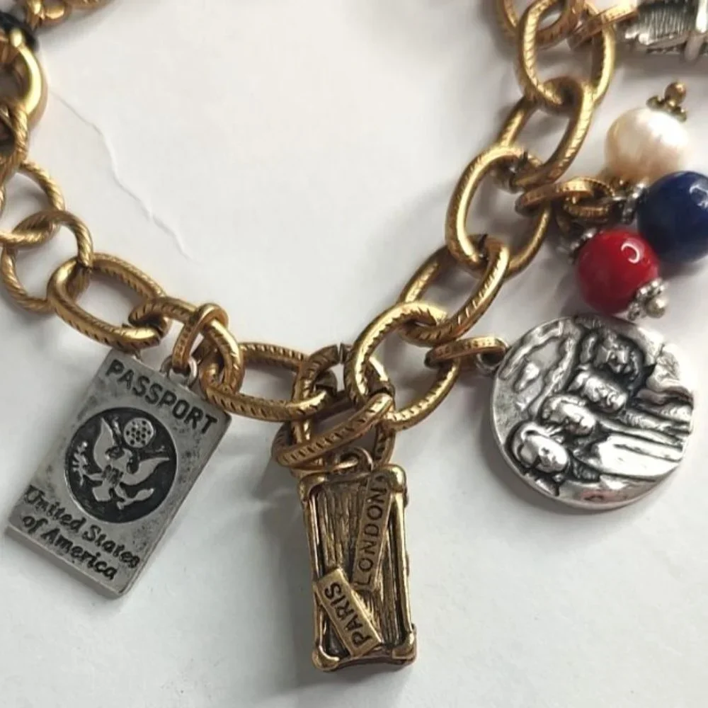 Patricia Nash Bracelet Charms World Traveler USA  Boho Chic - Picture 5 of 8
